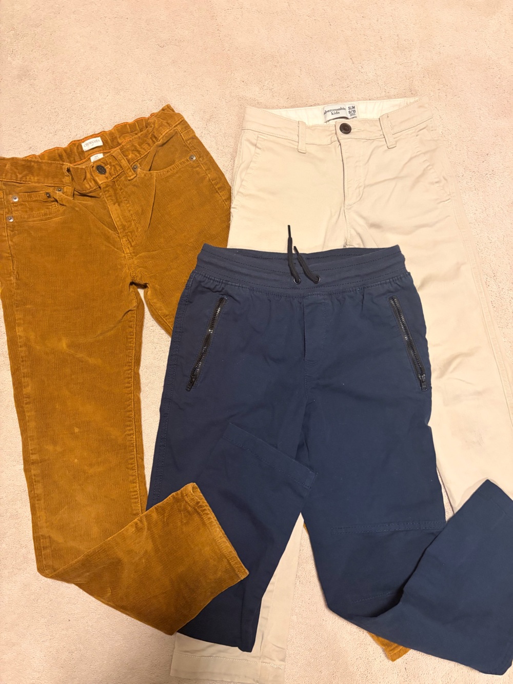 Boys lot of 3 pants CrewCuts , Abercrombie, Cat & Jack sz 10